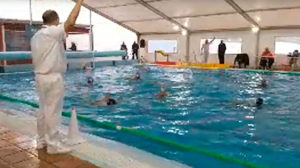 Un momento del partido disputado este sábado por la tarde en la piscina del CN Caballa