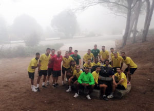 Los integrantes del Ceuta, este martes en García Aldave