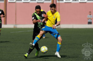 Alberto Reina, en un partido de su etapa en Las Palmas Atlético