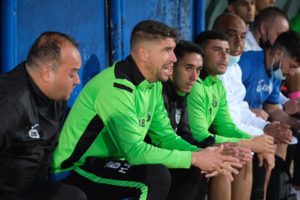 Miguel Ángel Berlanga, el pasado domingo en el banquillo del Ceuta B en el 'Pedro Garrido' de Jerez