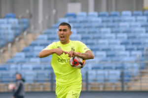 Dani Romera celebra uno de sus cuatro goles con el Ceuta 