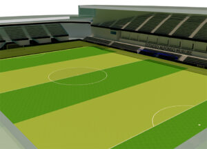Recreación de cómo quedarían la Tribuna y el Fondo Sur del Murube