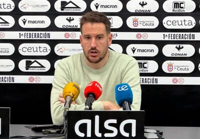 Sergi Guilló, durante la rueda de prensa posterior al Ceuta-Mérida