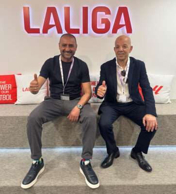 Luhay Hamido y su vicepresidente Chaib Mohamed, en una de sus visitas a LaLiga 