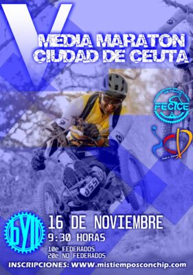 Cartel anunciador de la V Media Maratón BTT Ciudad de Ceuta